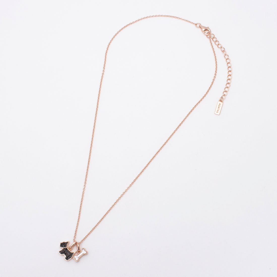 アガタ パリ AGATHA PARIS 19AW、プティドゥ、パヴェスコッティ&ボーンネックレス、CZ、MOP (ブラック/ピンク) ブラック/ピンク
