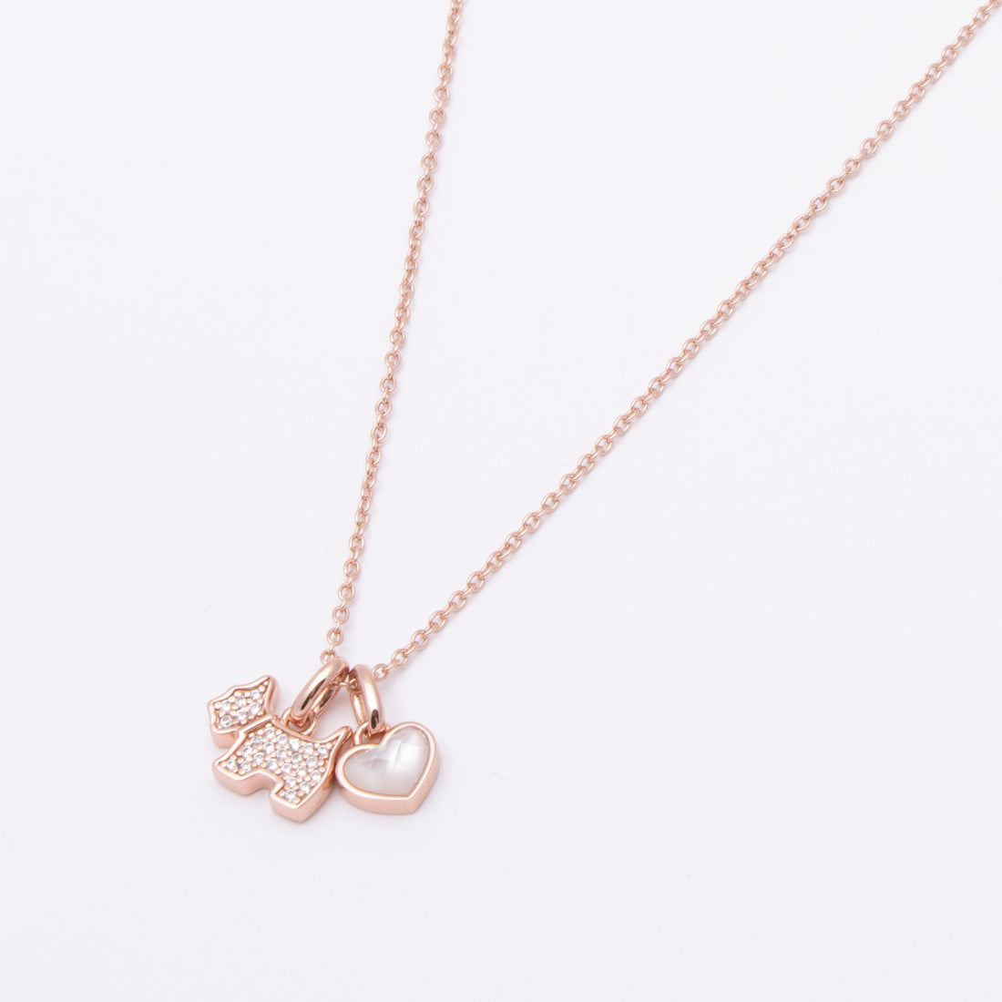 アガタ パリ AGATHA PARIS 19AW、プティドゥ、パヴェスコッティ&ハートネックレス、CZ、MOP (ピンクマザーオブパール) ピンクマザーオブパール