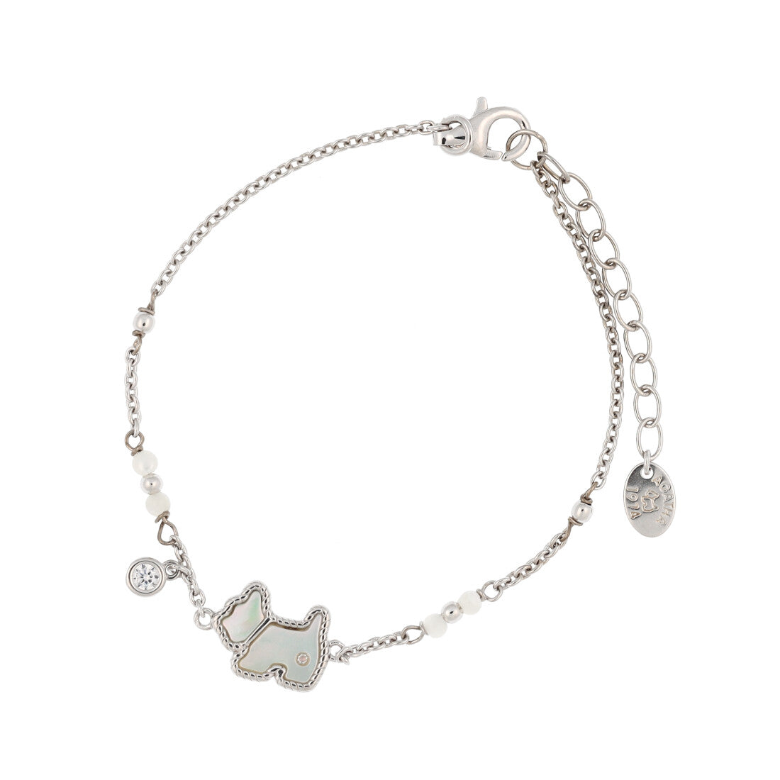 Agatha Paris Scottie Bracelet, MOP Scottie & CZ, Mother of Pearl / Sil