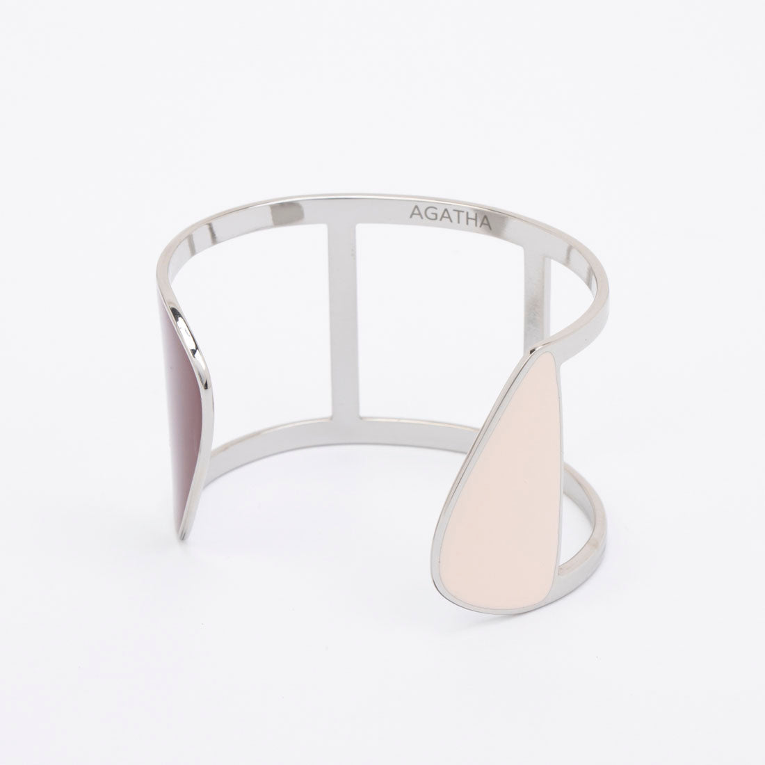 アガタ パリ AGATHA PARIS アーティビッグバングル、2トライアングルズ、バーガンディ・シルバー (シルバーバーガンディ) シルバーバーガンディ