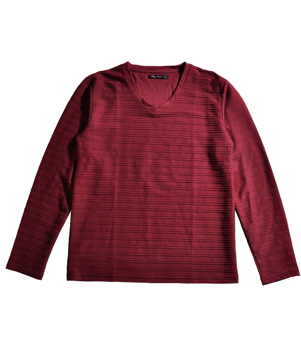 Spade SPADE T-shirt Border Long Sleeve Long T-shirt T-shirt Border Long Sleeve Long T-shirt Tuck Border 3D Embossed Men's V-neck White white black Wai