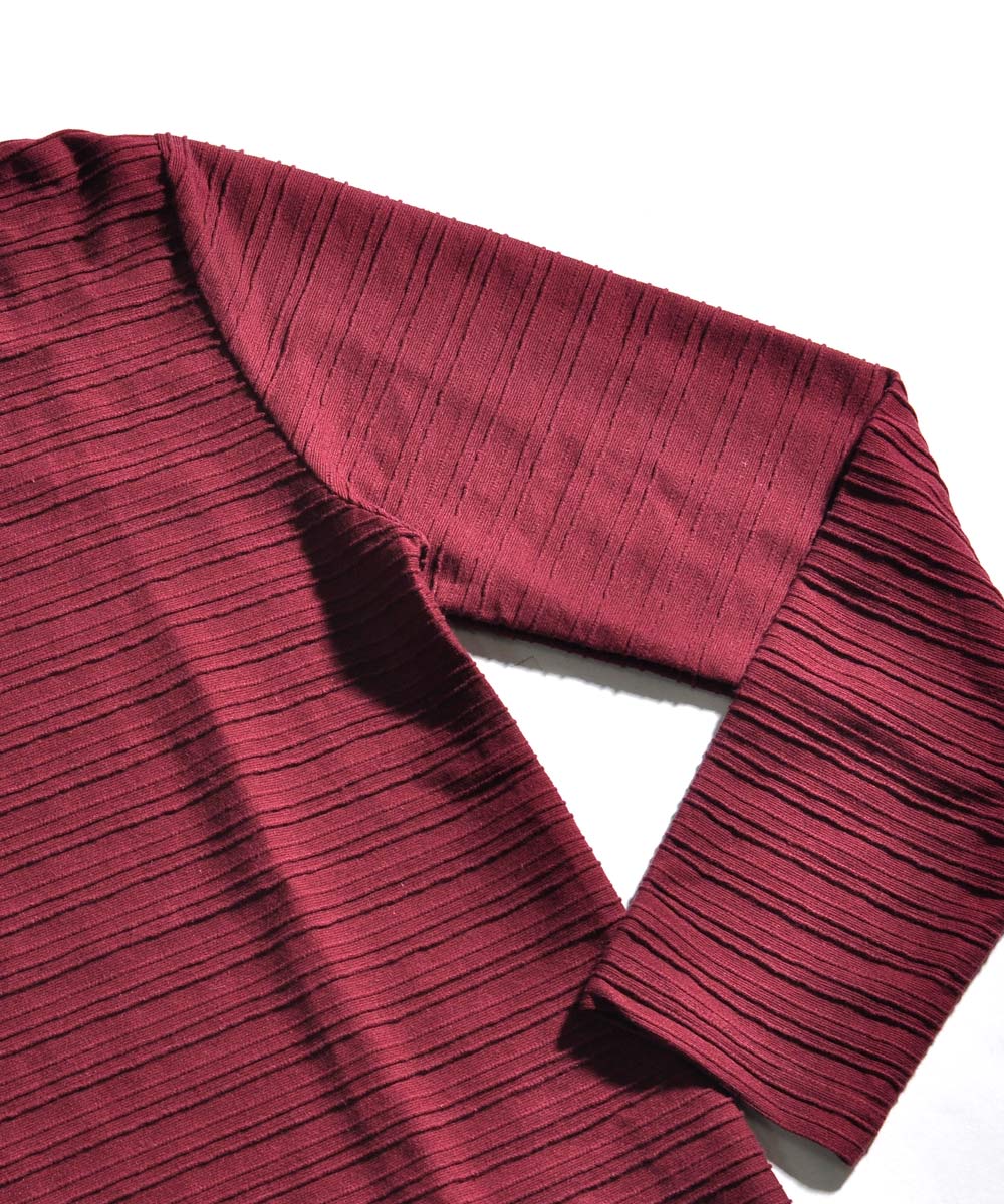 Spade SPADE T-shirt Border Long Sleeve Long T-shirt T-shirt Border Long Sleeve Long T-shirt Tuck Border 3D Embossed Men's V-neck White white black Wai