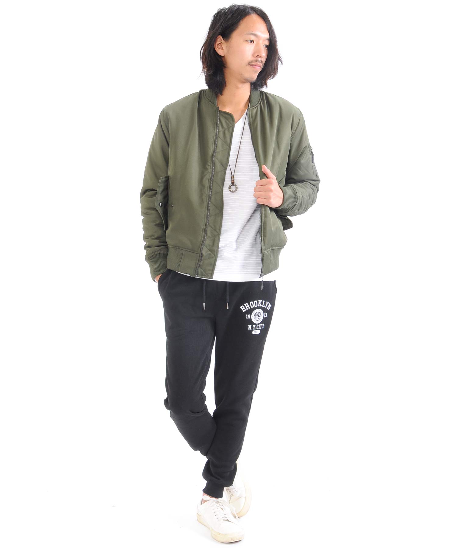 Spade SPADE T-shirt Border Long Sleeve Long T-shirt T-shirt Border Long Sleeve Long T-shirt Tuck Border 3D Embossed Men's V-neck White white black Wai