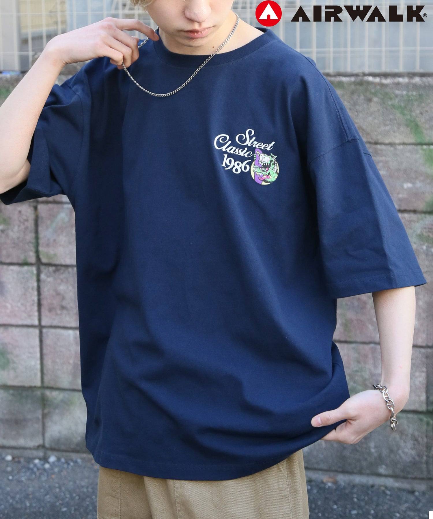 エアウォーク AIRWALK ◎SETUP7別注◎【AIRWALK/エアウォーク】ワンポイント グラフィック 刺繍 Tシャツ 半袖 クルーネック プリントT ユニセックス,ネイビー