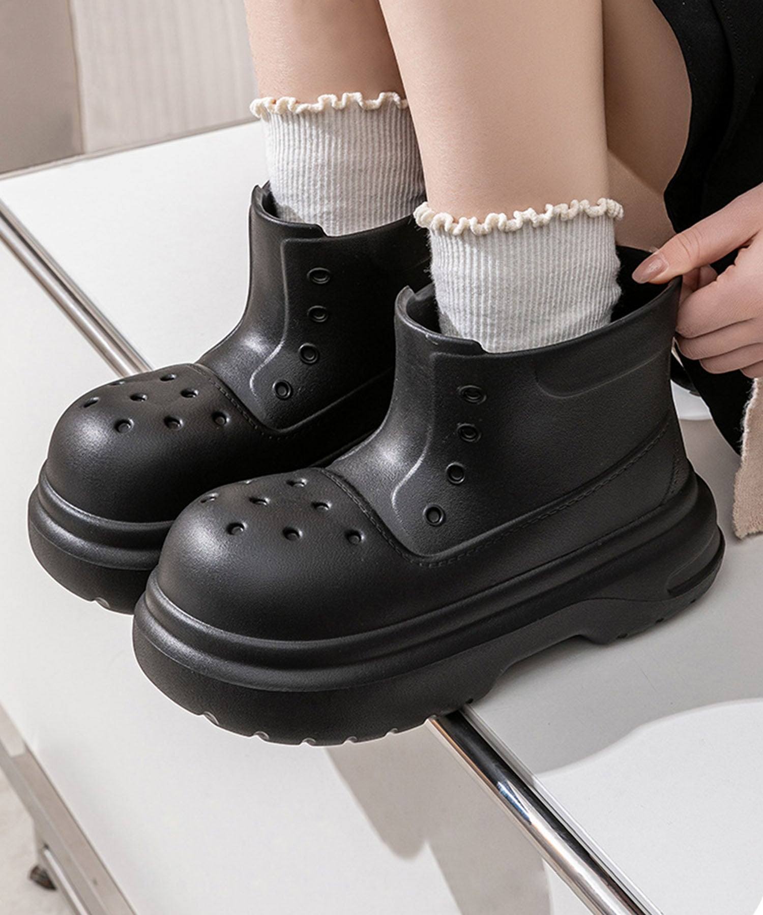 アイモハ aimoha aimoha - select -/ユニーク厚底レインブーツ (ブラック) ブラック