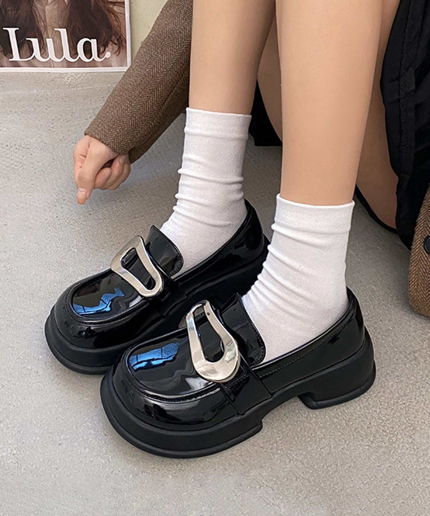 アイモハ aimoha Shoes365/メタリックビット 厚底ローファー (ブラック) ブラック