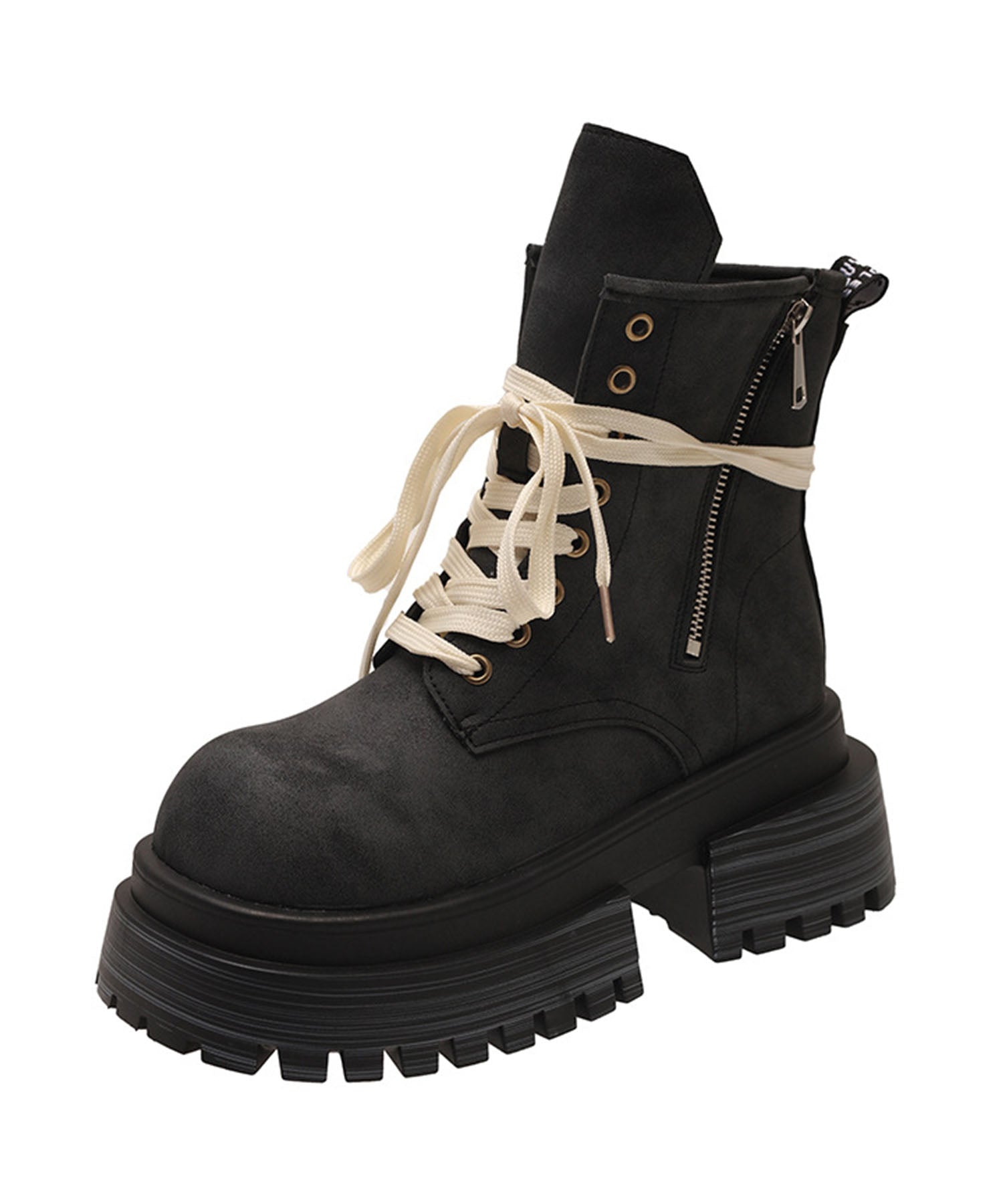 アイモハ aimoha 【shoes365】厚底シューレースブーツ (ブラック) ブラック