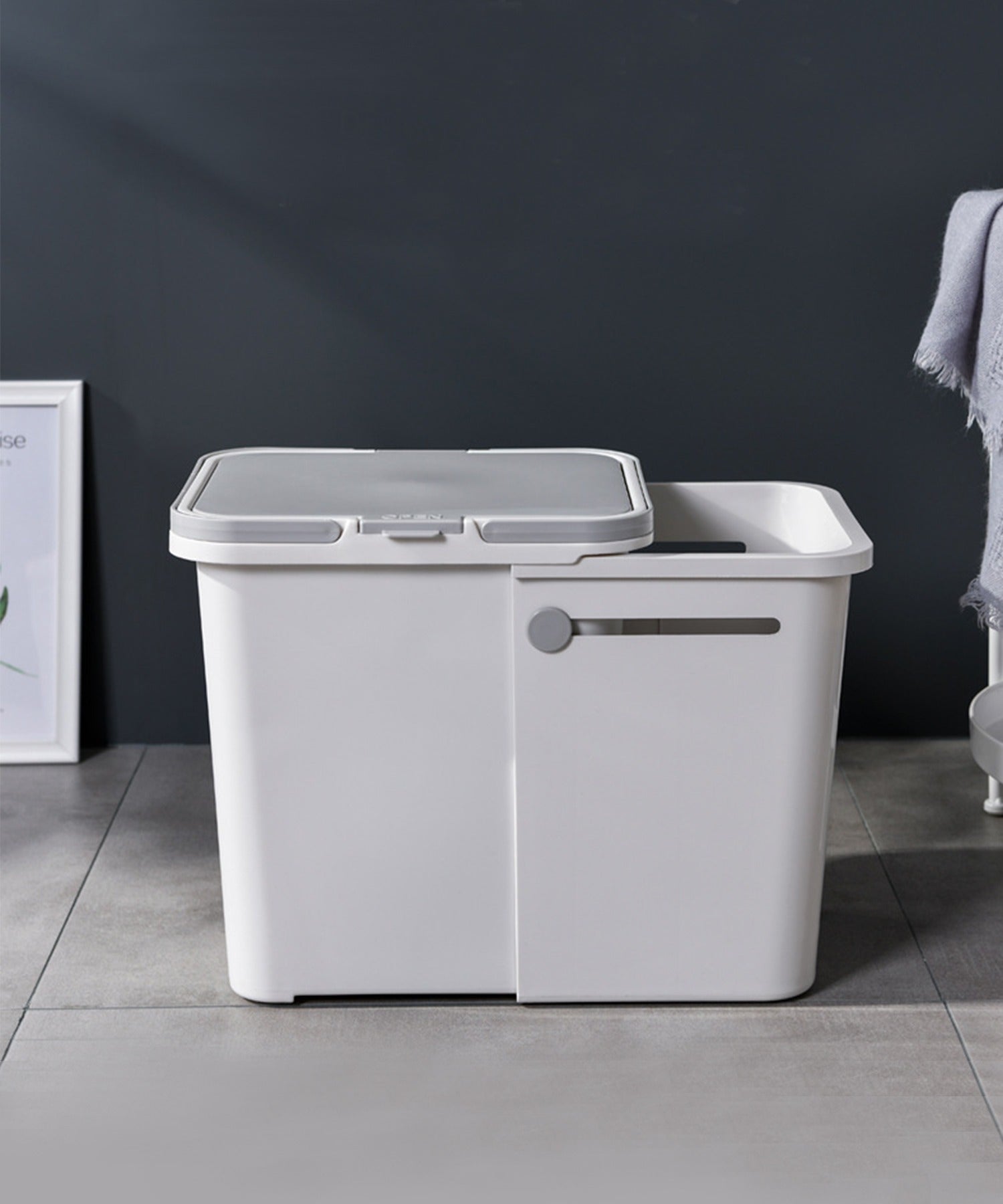 aimoha 3-space separable expandable trash can with lid and handle