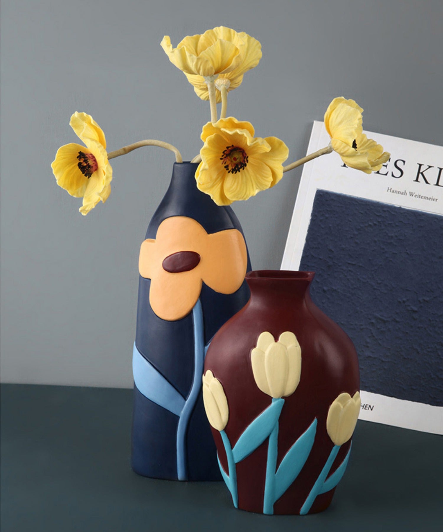 アイモハ aimoha 彩色的花卉陶瓷花瓶