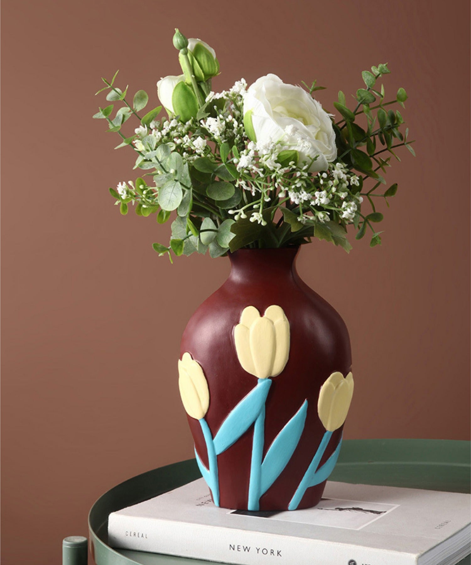 アイモハ aimoha 彩色的花卉陶瓷花瓶