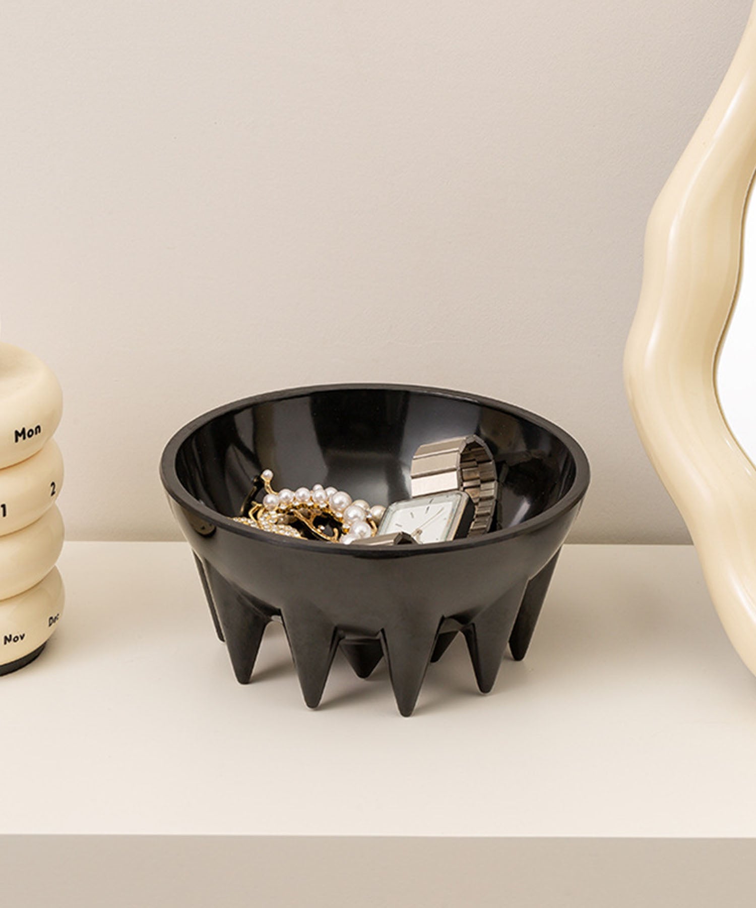 アイモハ aimoha aimoha home/モダン脚付き収納マルチボウルトレイ (ブラック) ブラック