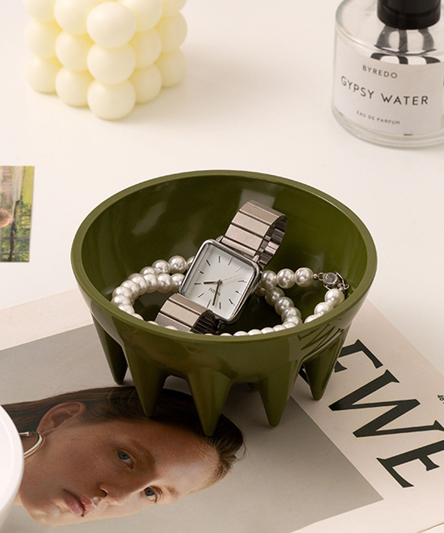 アイモハ aimoha aimoha home/モダン脚付き収納マルチボウルトレイ (グリーン) グリーン