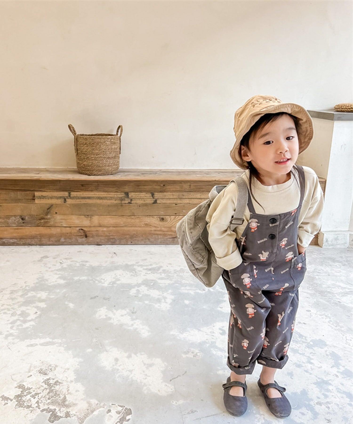 アイモハ aimoha aimohaーKIDSー 可愛い総柄プリントサロペット