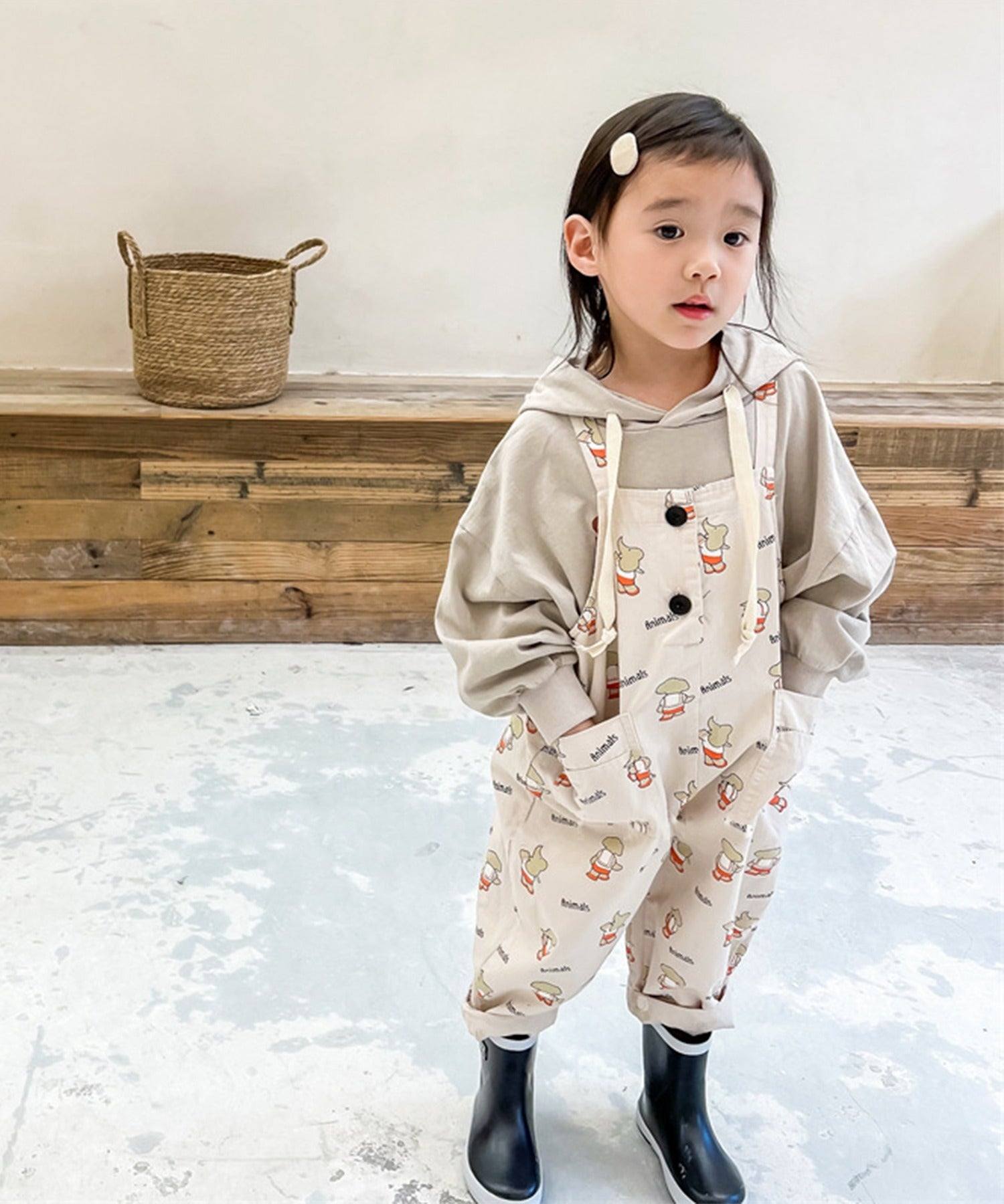 アイモハ aimoha aimohaーKIDSー 可愛い総柄プリントサロペット