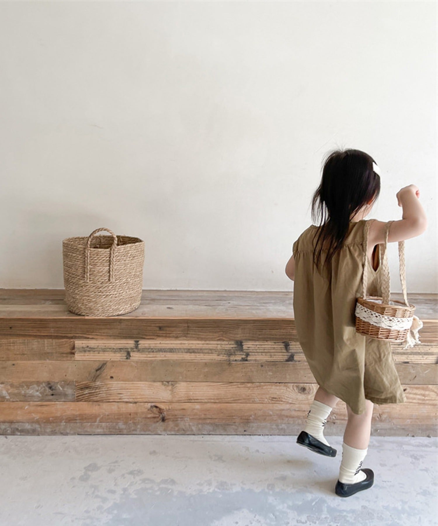 アイモハ aimoha aimohaーKIDSー 韓国子供服 コットン無地ワンピース
