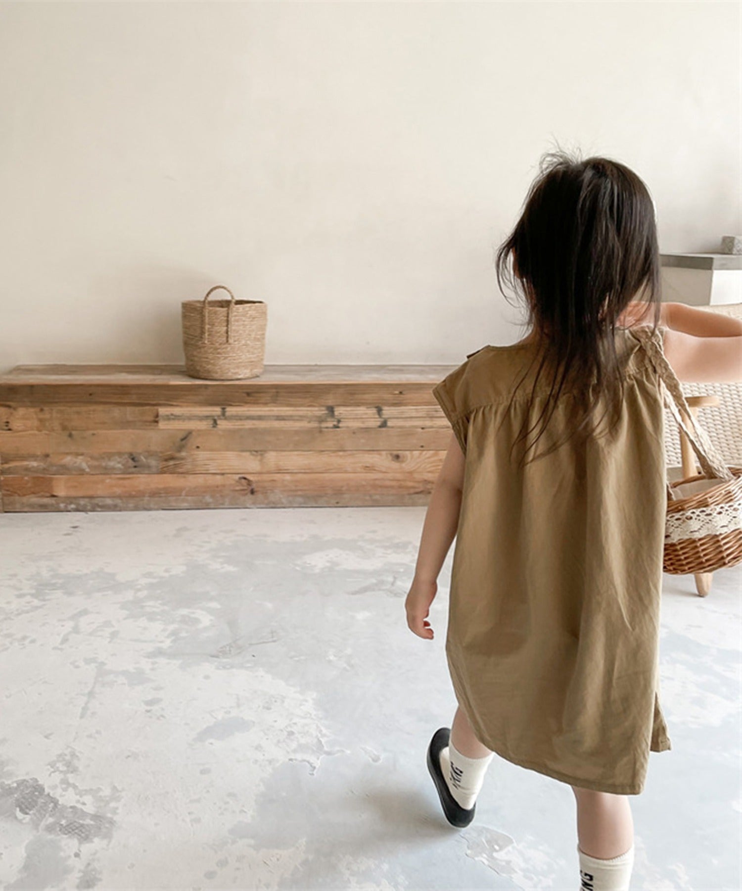 アイモハ aimoha aimohaーKIDSー 韓国子供服 コットン無地ワンピース