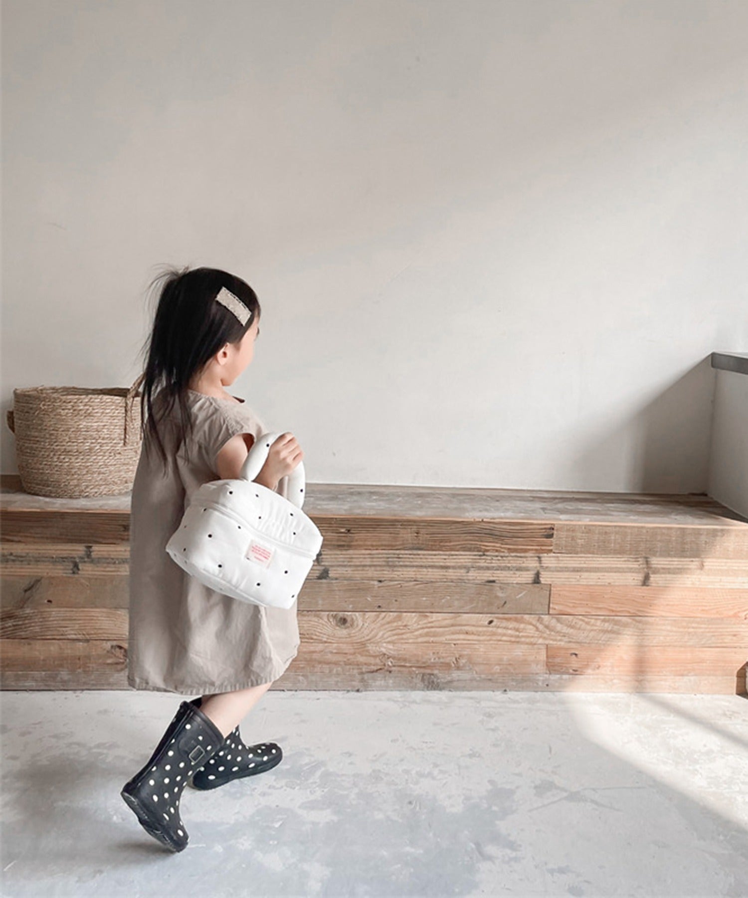 アイモハ aimoha aimohaーKIDSー 韓国子供服 コットン無地ワンピース
