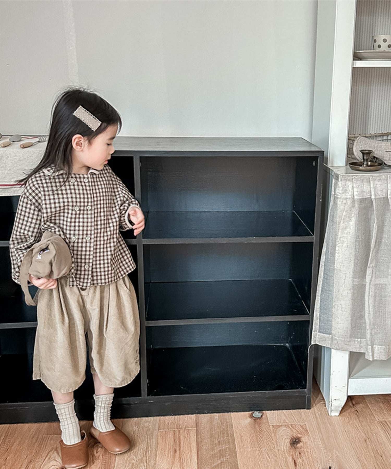 aimoha 【aimoha-KIDS】 Korean children's clothing Gingham check blouse shirt