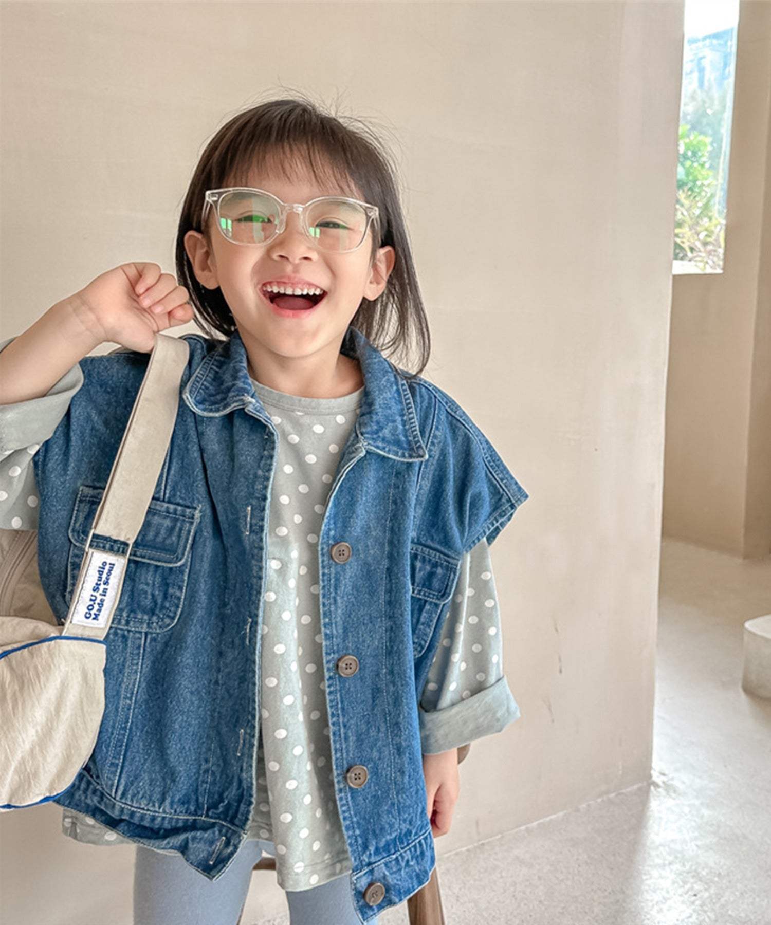 アイモハ aimoha 【aimohaーKIDSー】韓国子供服 万能ノースリーブデニムジャケット ベスト