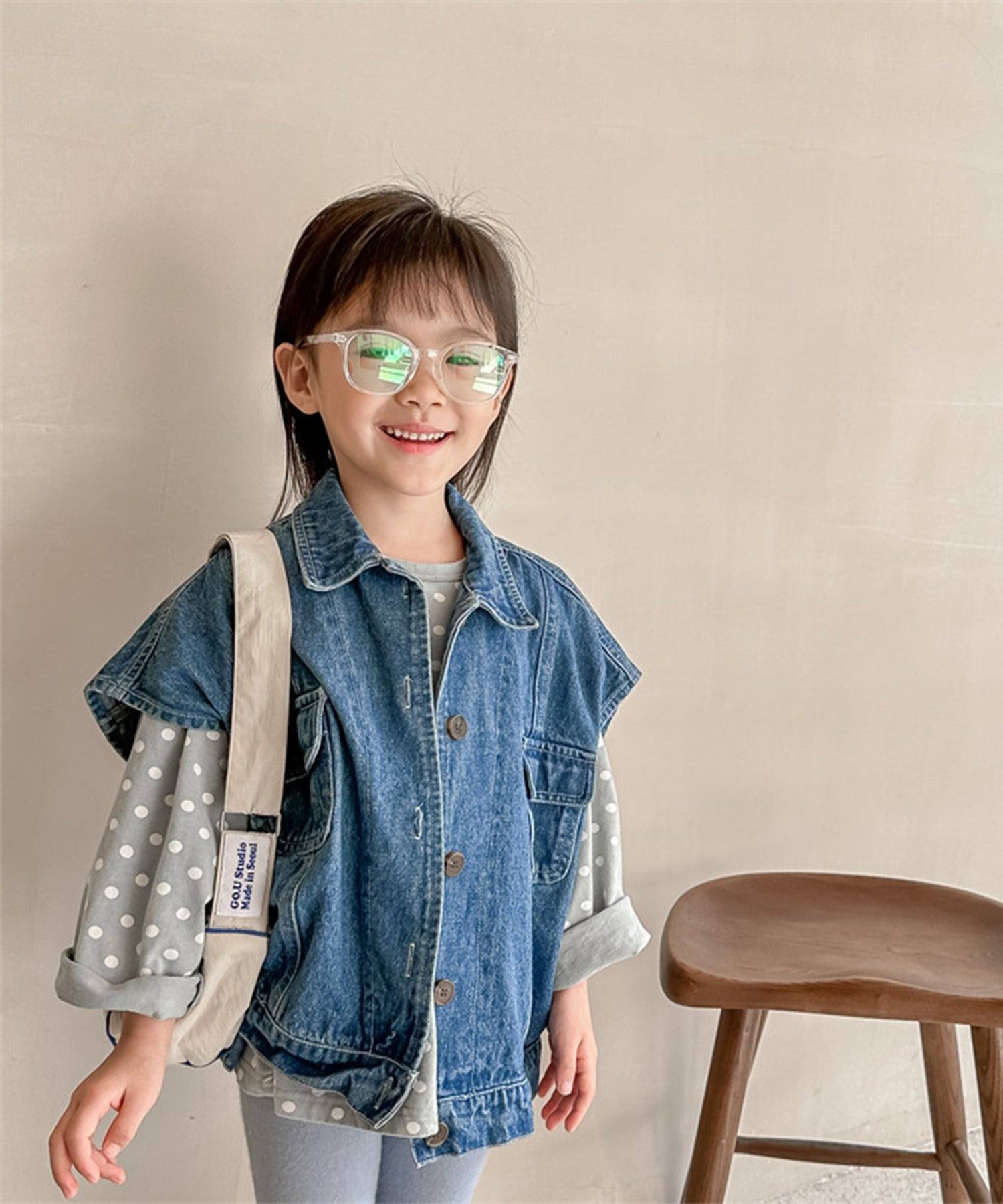 アイモハ aimoha 【aimohaーKIDSー】韓国子供服 万能ノースリーブデニムジャケット ベスト