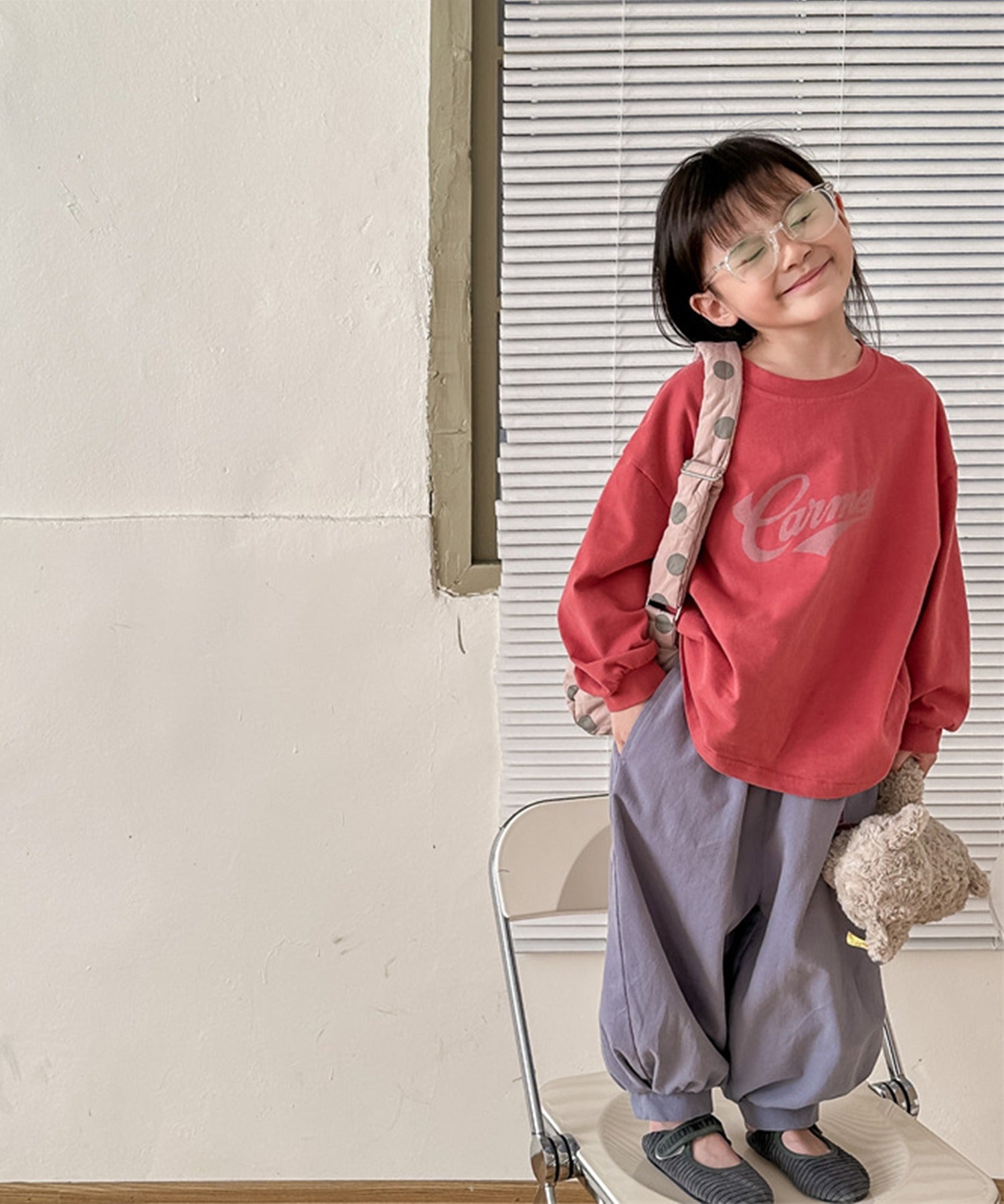 aimoha 【aimoha-KIDS】 Korean children's clothing balloon pants with one-point embroidery