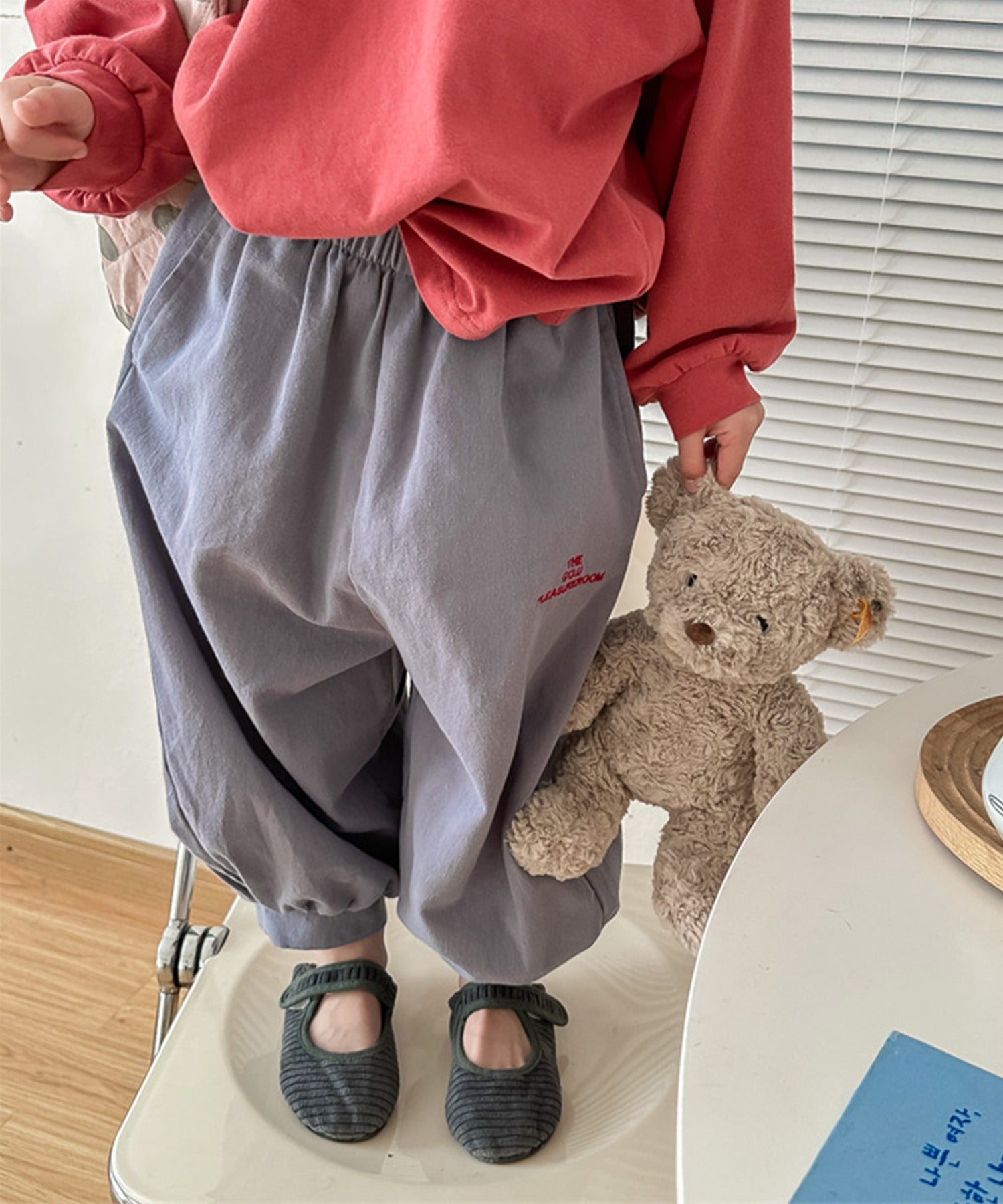 aimoha 【aimoha-KIDS】 Korean children's clothing balloon pants with one-point embroidery