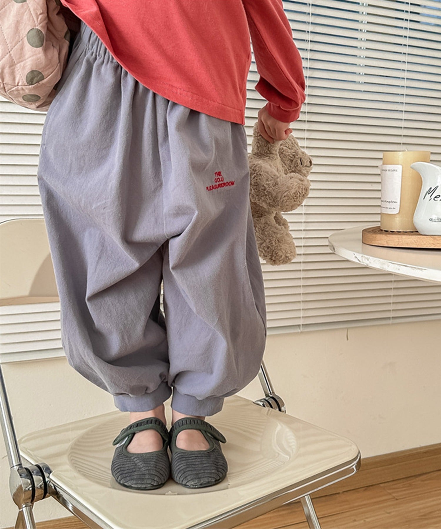aimoha 【aimoha-KIDS】 Korean children's clothing balloon pants with one-point embroidery