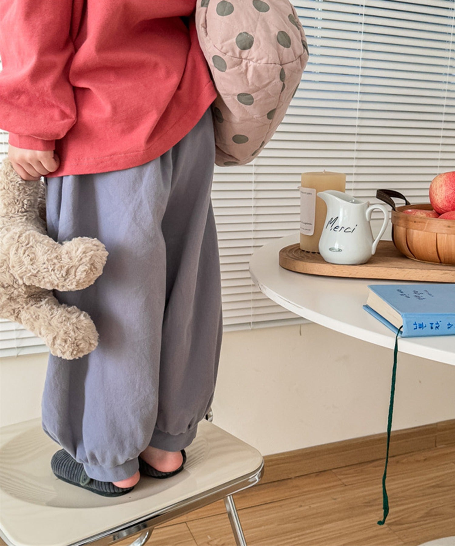 aimoha 【aimoha-KIDS】 Korean children's clothing balloon pants with one-point embroidery