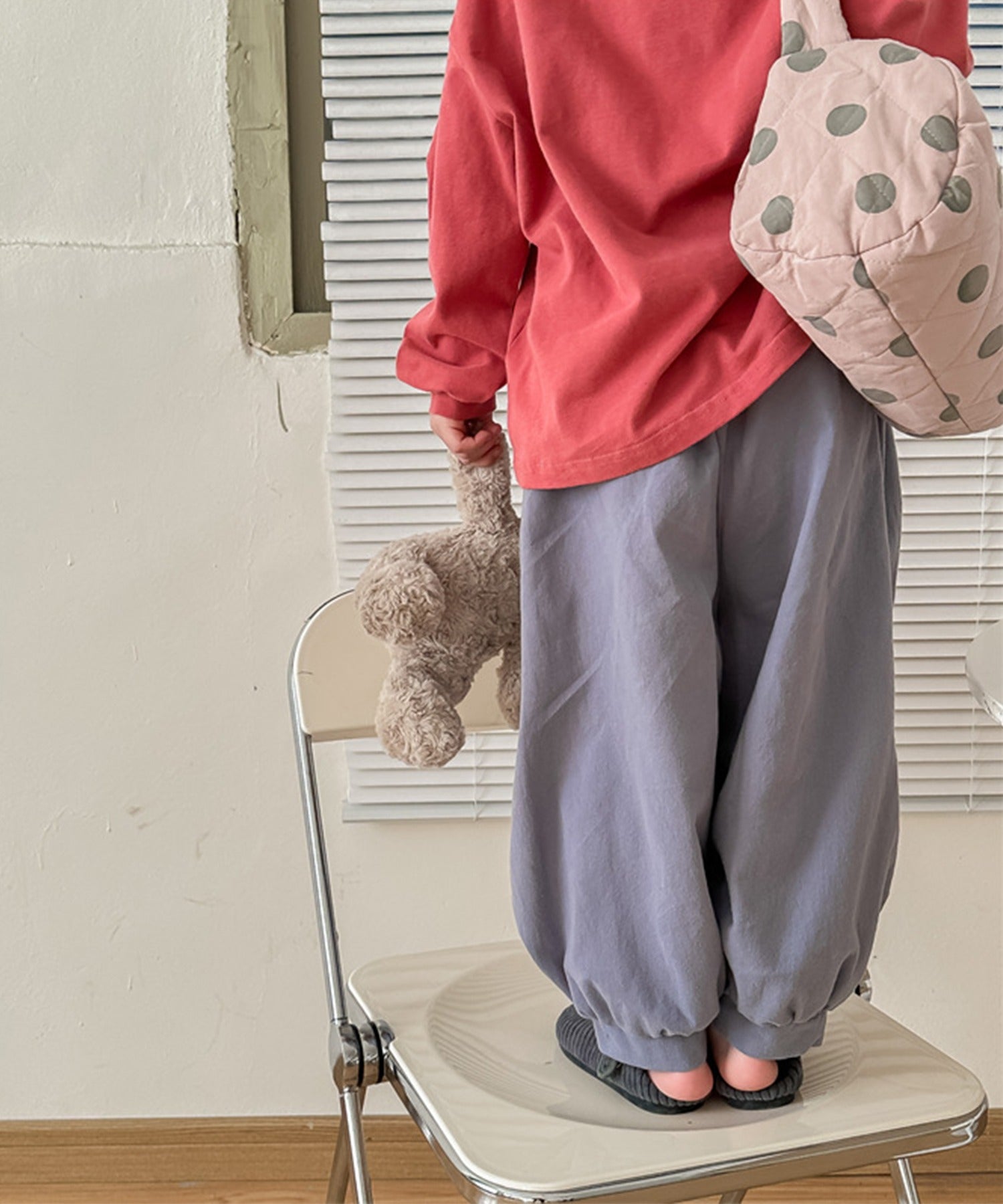 aimoha 【aimoha-KIDS】 Korean children's clothing balloon pants with one-point embroidery