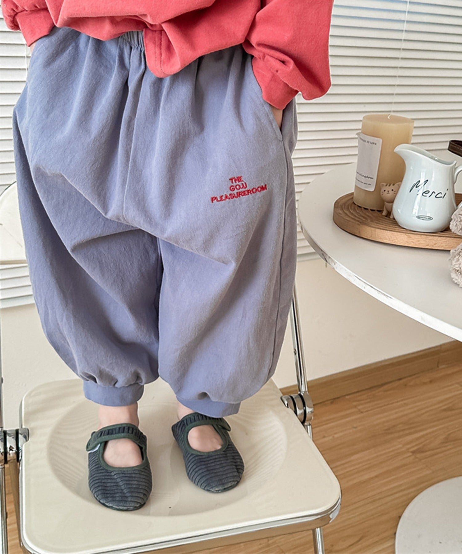 aimoha 【aimoha-KIDS】 Korean children's clothing balloon pants with one-point embroidery