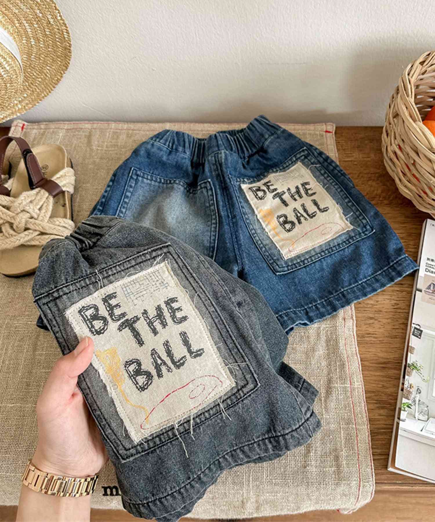 アイモハ aimoha 【aimohaーKIDSー】韓国子供服 パッチ入りデニムハーフパンツ