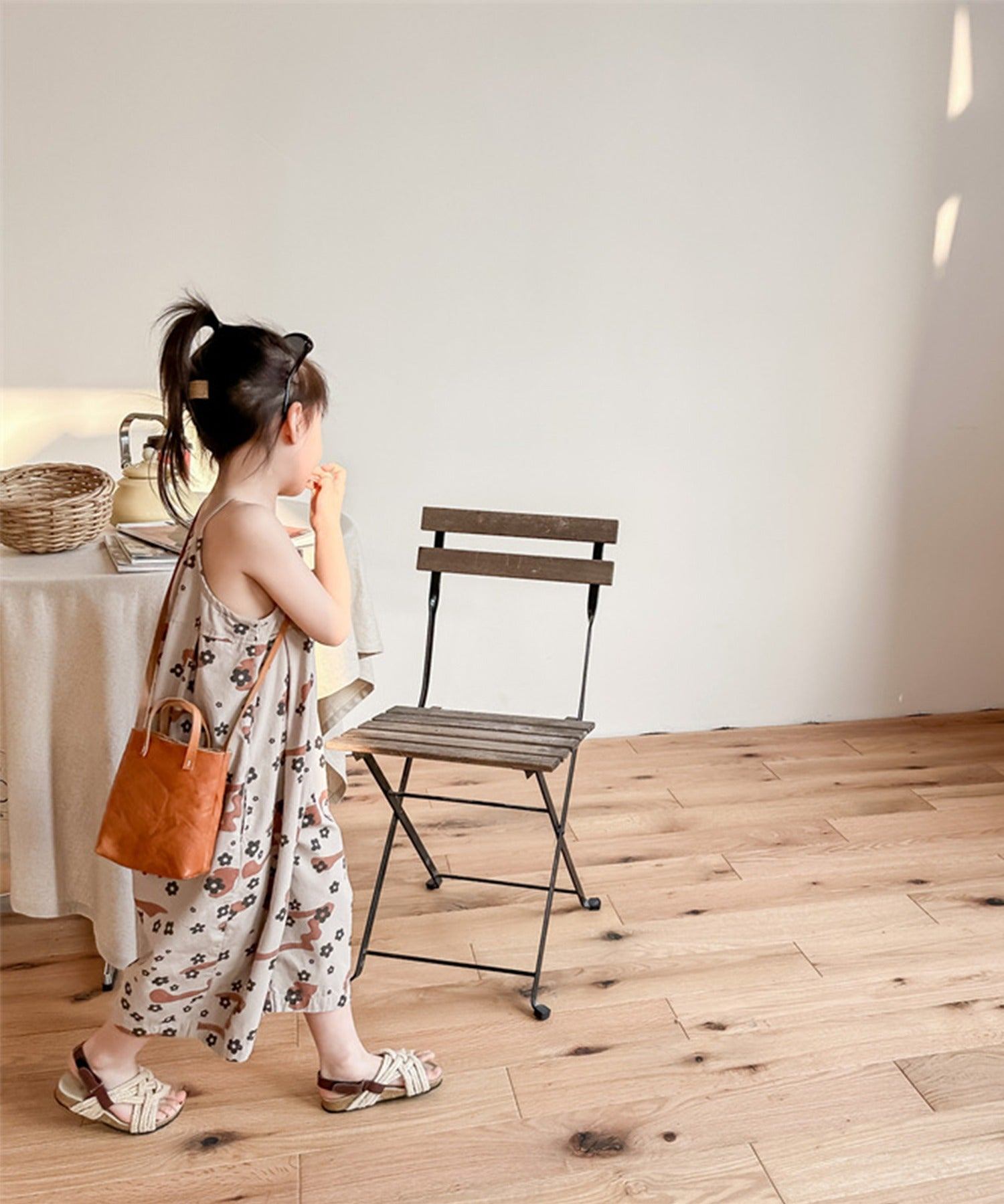 aimoha 【aimoha-KIDS】 Korean children's clothing printed 7-minute length salopette