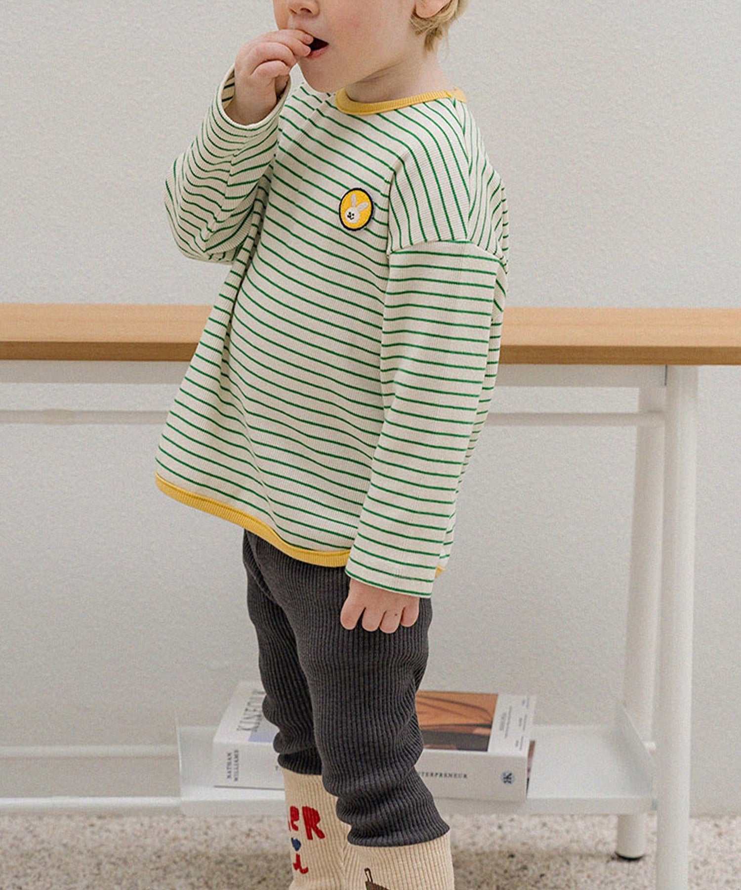 aimoha 【aimoha-KIDS】 Korean children's clothing bicolor ribbed pants