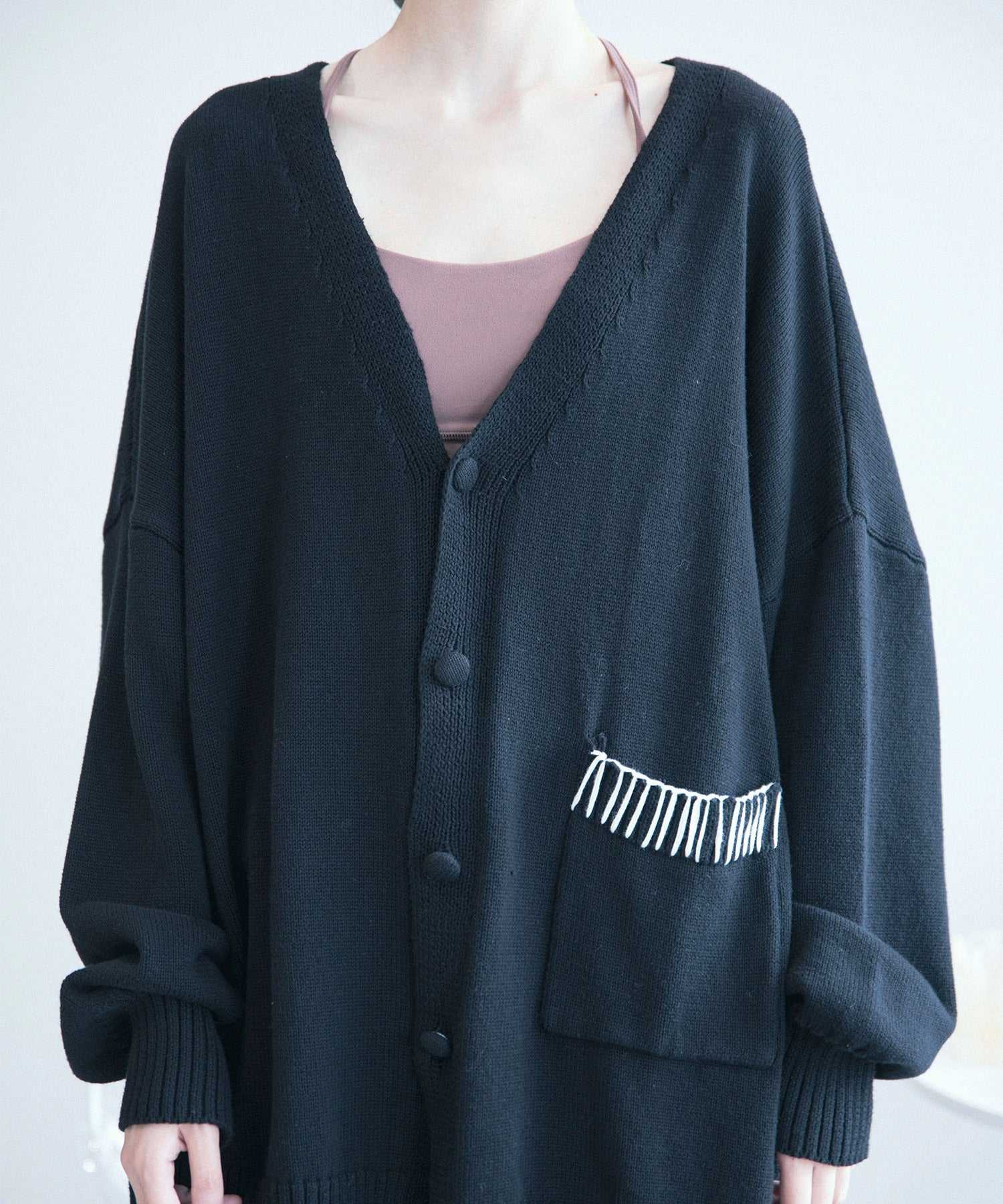 アイモハ aimoha aimoha men氣球袖開襟毛衣