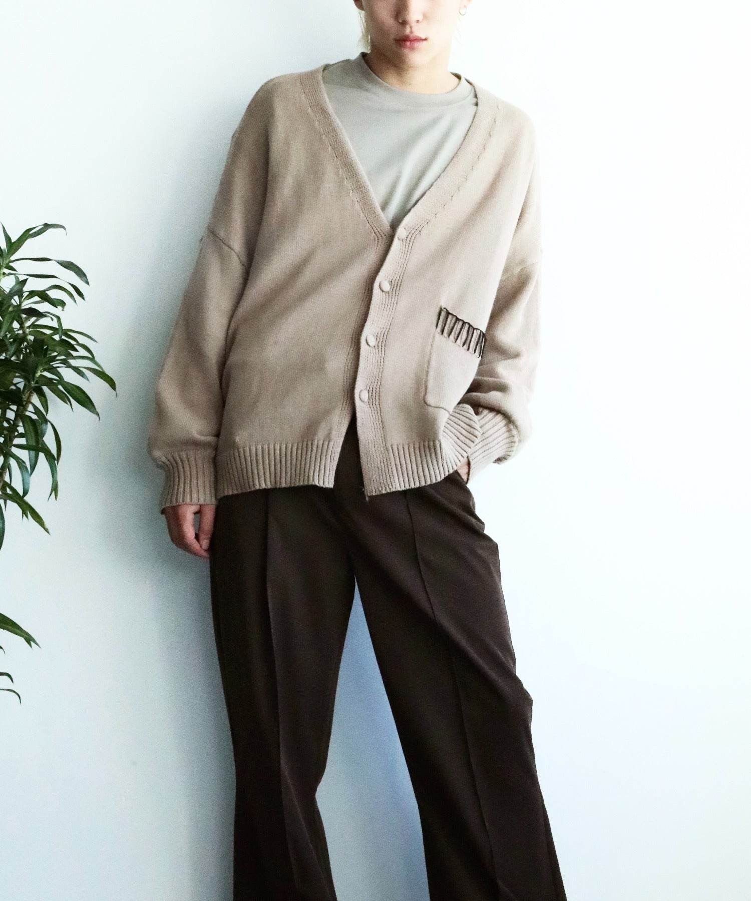 アイモハ aimoha aimoha men氣球袖開襟毛衣