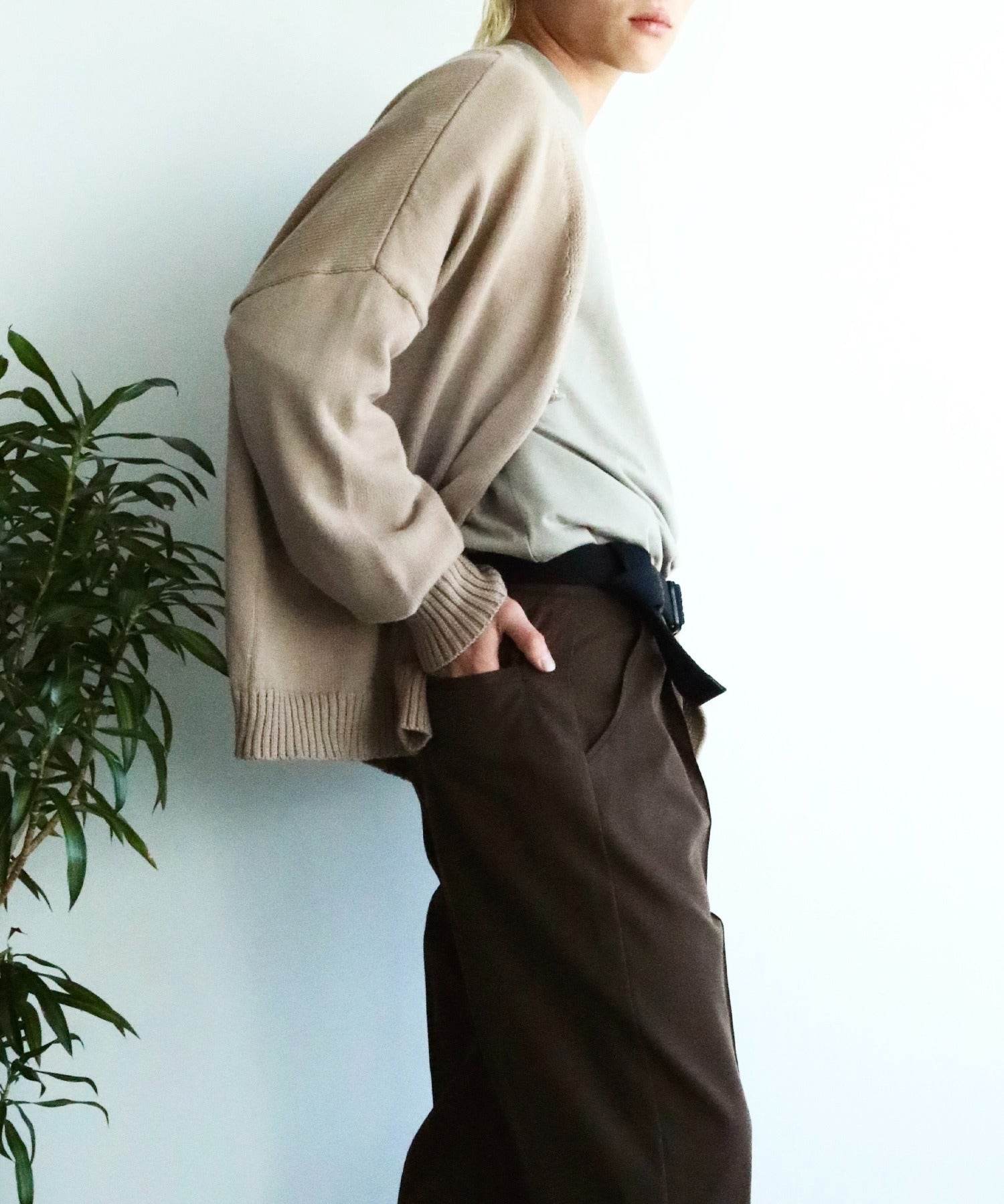 アイモハ aimoha aimoha men氣球袖開襟毛衣