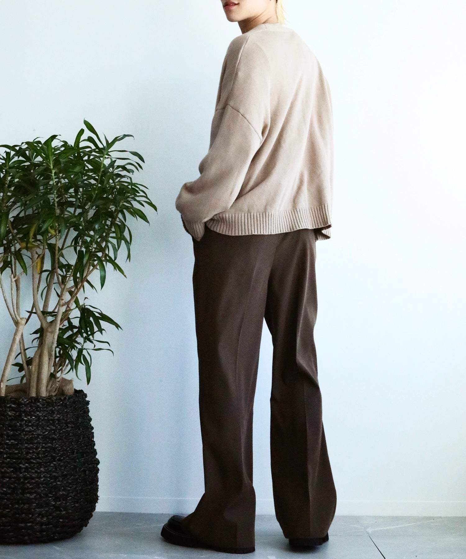 アイモハ aimoha aimoha men氣球袖開襟毛衣