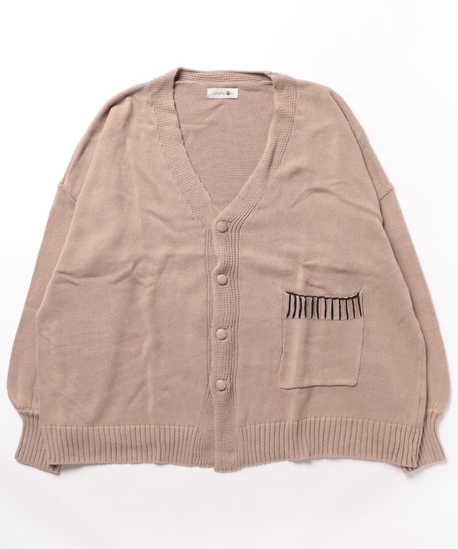 アイモハ aimoha aimoha men氣球袖開襟毛衣