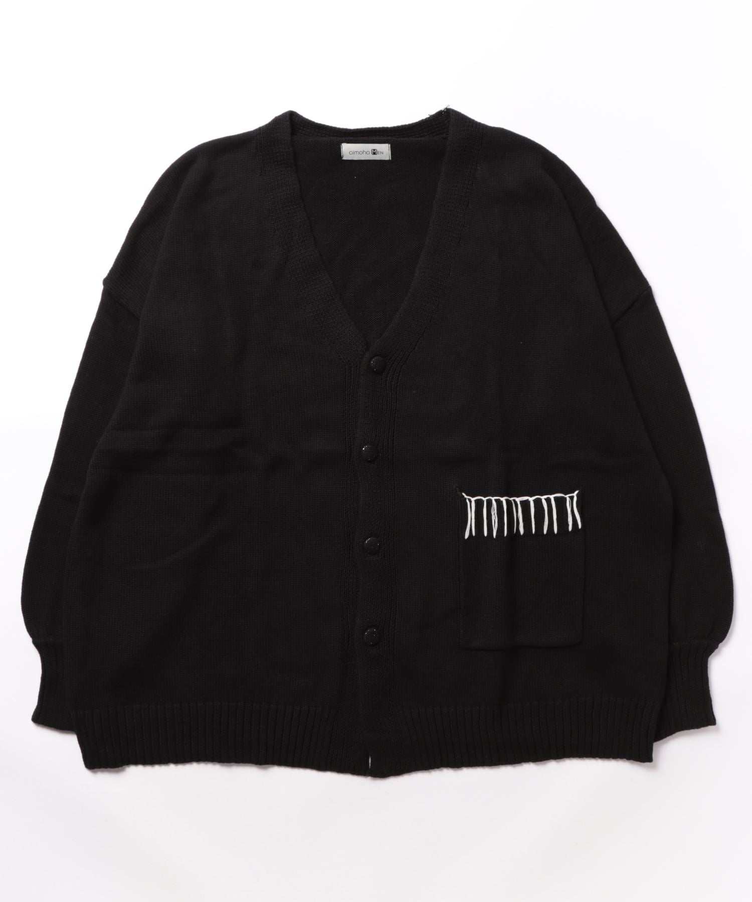 アイモハ aimoha aimoha men氣球袖開襟毛衣