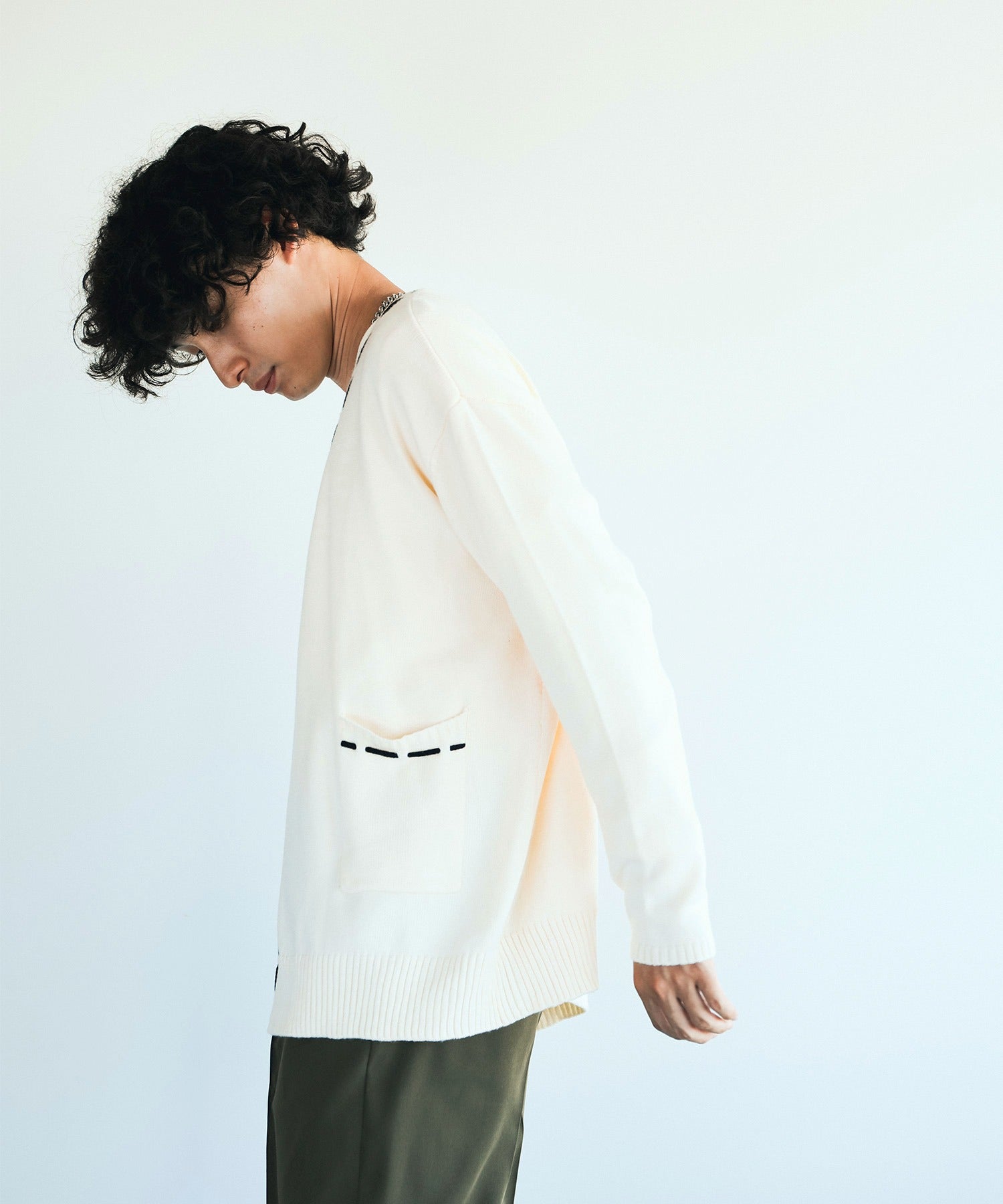 アイモハ aimoha aimoha men 紐縫線超大碼開襟毛衣