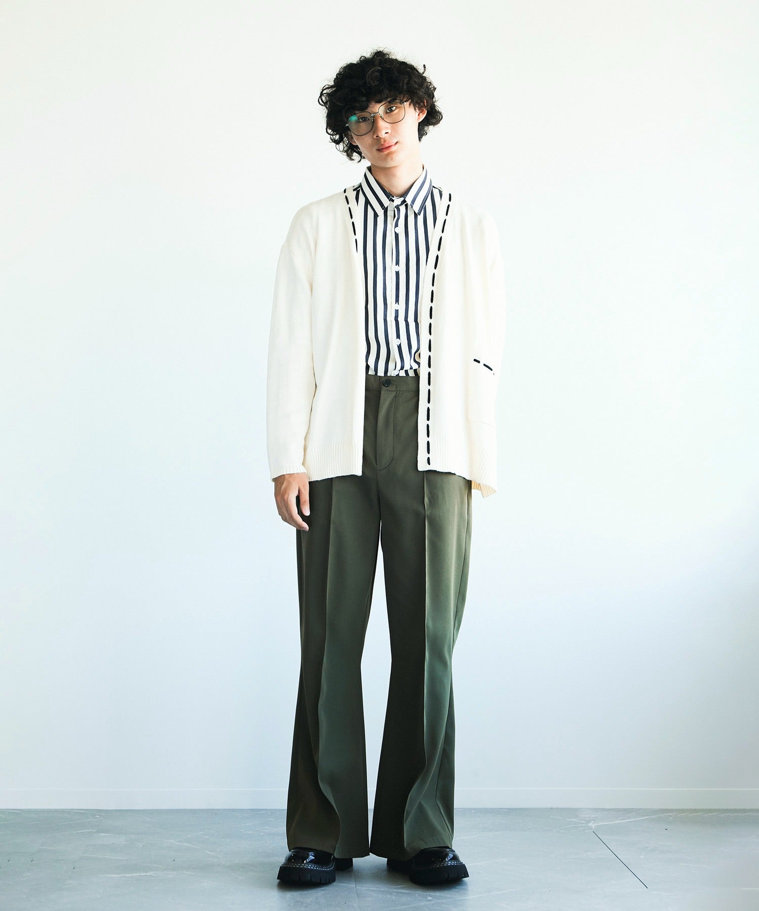 アイモハ aimoha aimoha men 紐縫線超大碼開襟毛衣