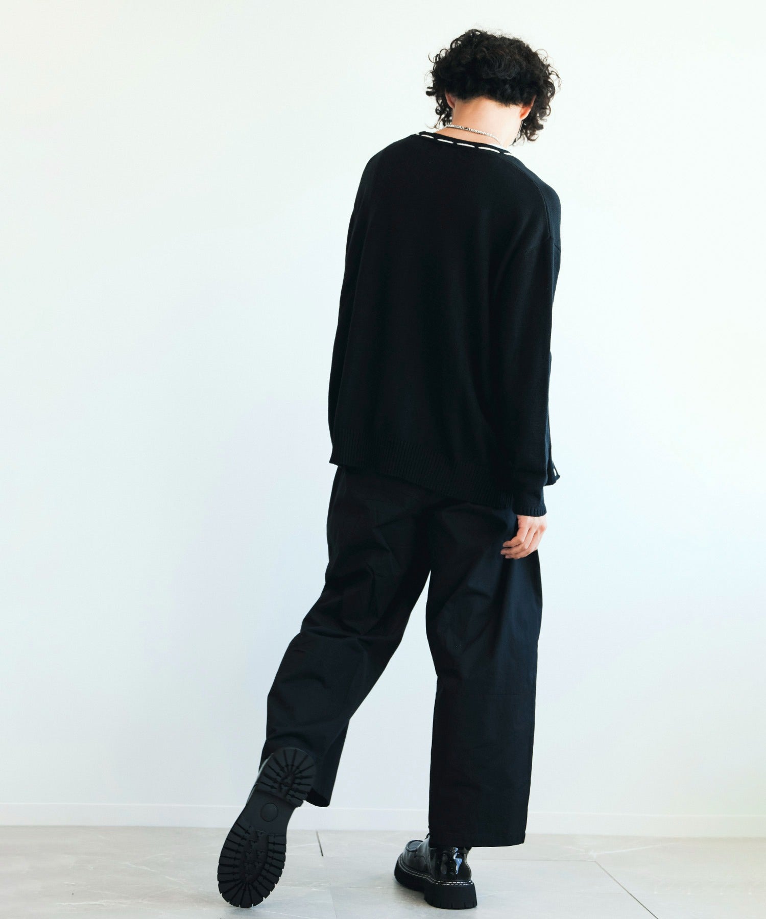 アイモハ aimoha aimoha men 紐縫線超大碼開襟毛衣