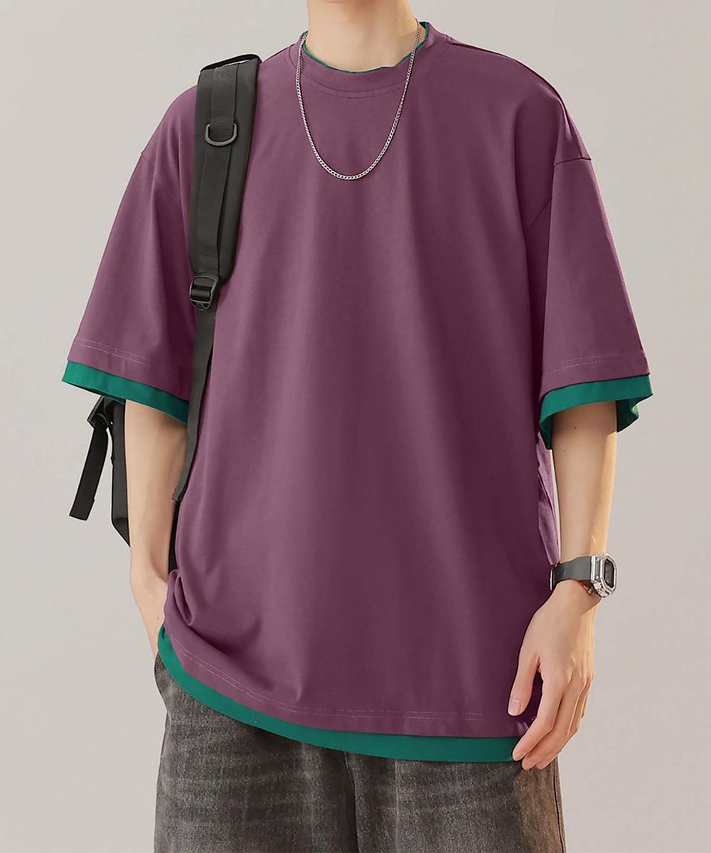 アイモハ aimoha 【aimoha neo】Monochrome Trim T-Shirt (パープル) パープル