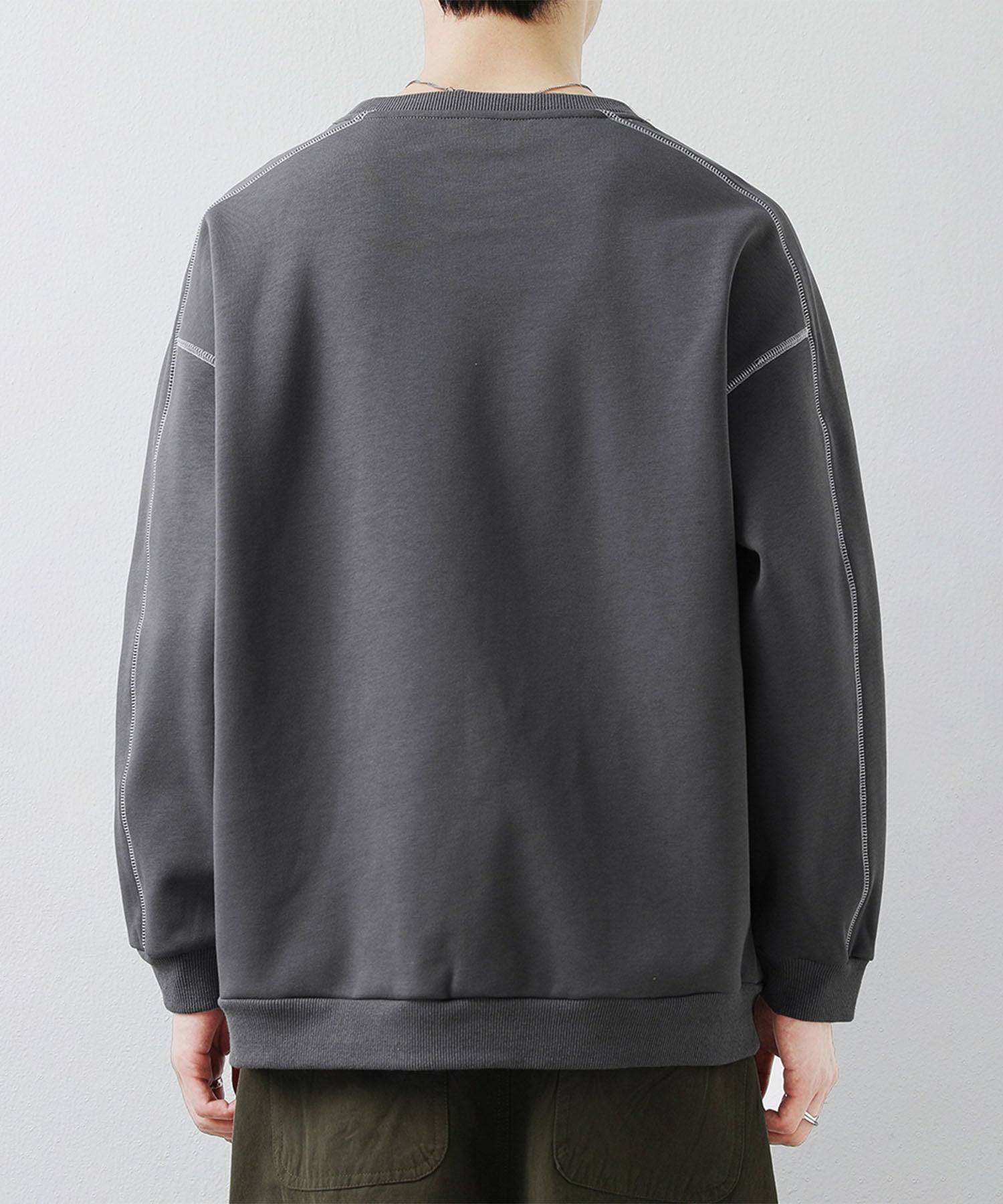 アイモハ aimoha aimoha MEN/ステッチデザイン クルーネックスウェット/Stitch design crew neck sweatshirt (グレー) グレー