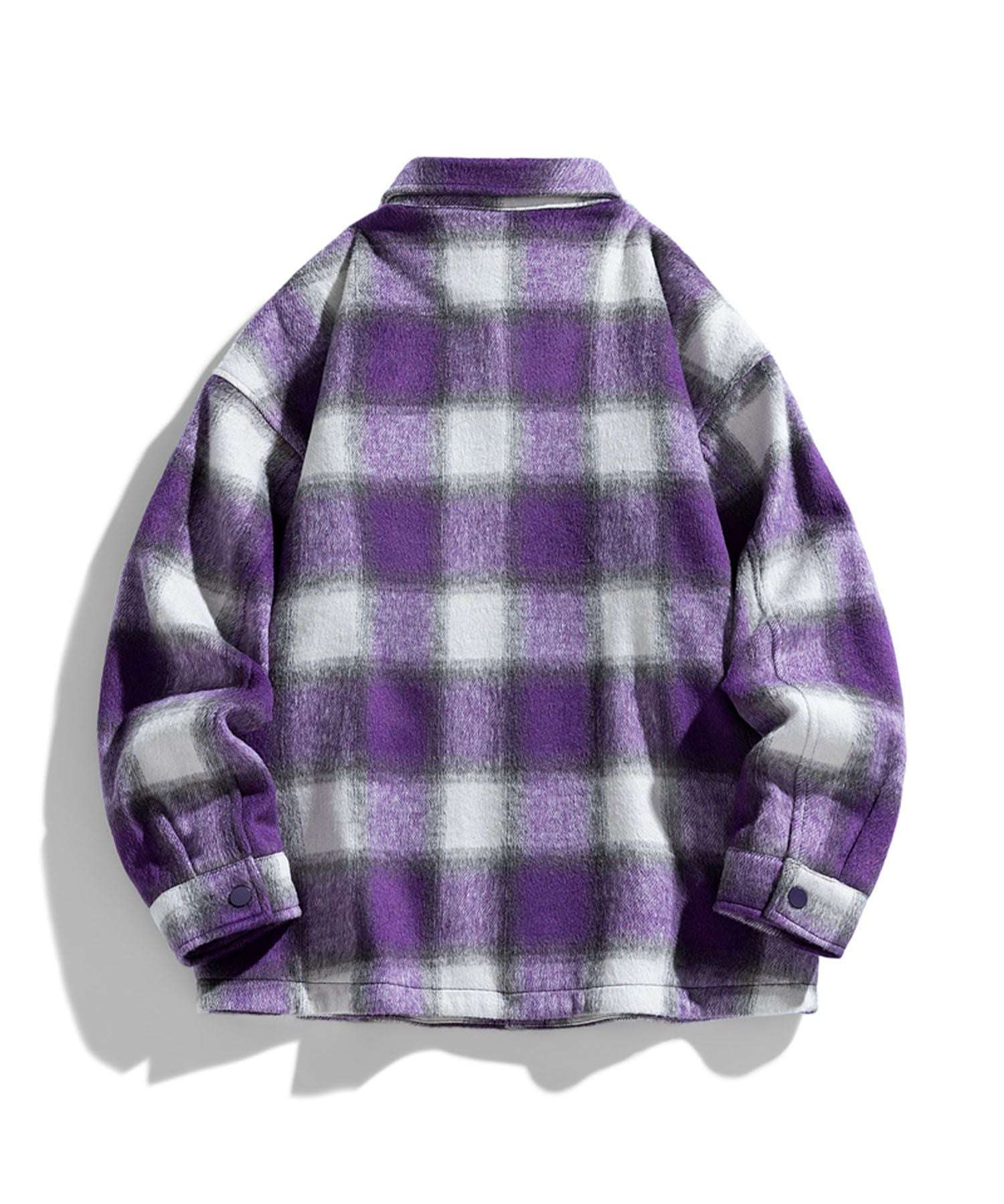 アイモハ aimoha aimoha MEN/チェック柄CPOシャツジャケット/Checked CPO shirt jacket (パープル) パープル