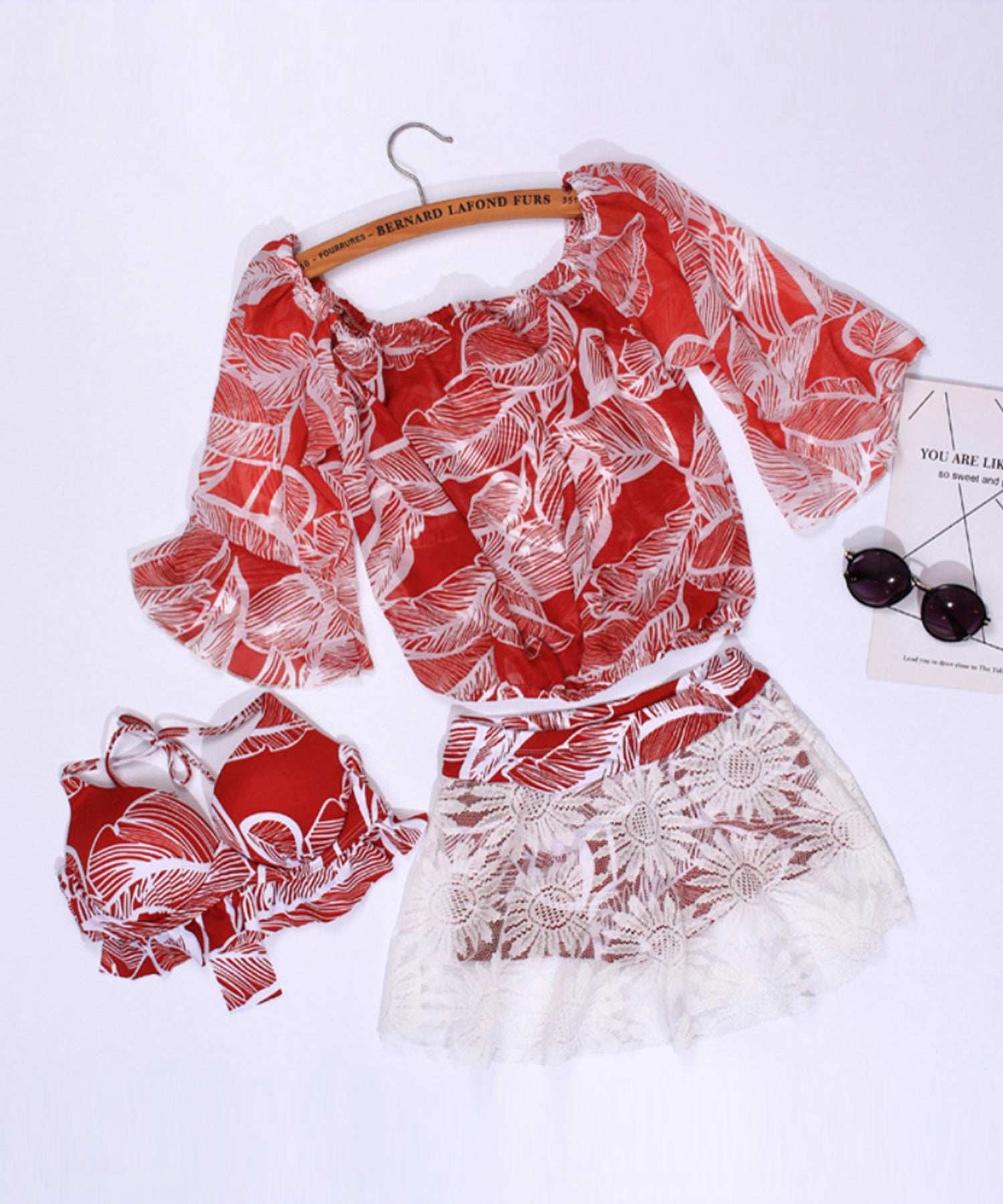 aimoha Cute 3-Piece Swimsuit Set Korean Fashion Swimwear Summer Clothes Autumn Clothes 【Non-Returnable Item】