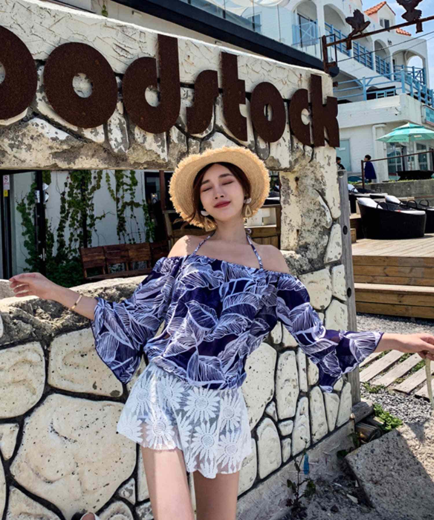 aimoha Cute 3-Piece Swimsuit Set Korean Fashion Swimwear Summer Clothes Autumn Clothes 【Non-Returnable Item】