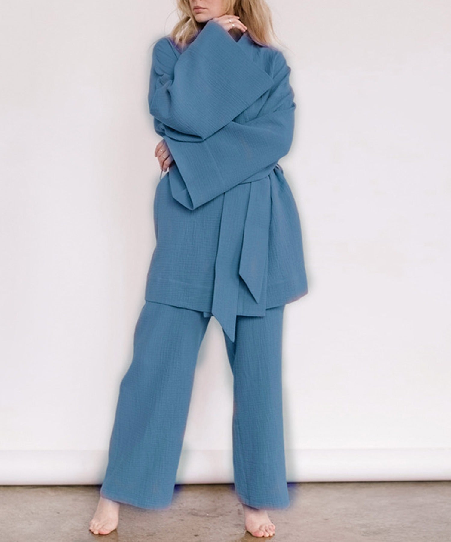 アイモハ aimoha 雙層紗布浴袍2件套