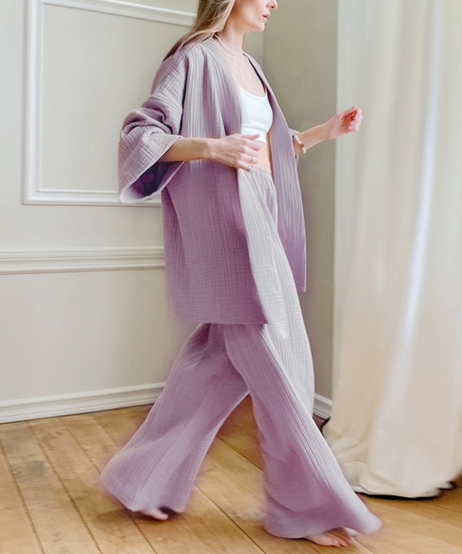 アイモハ aimoha 雙層紗布浴袍2件套