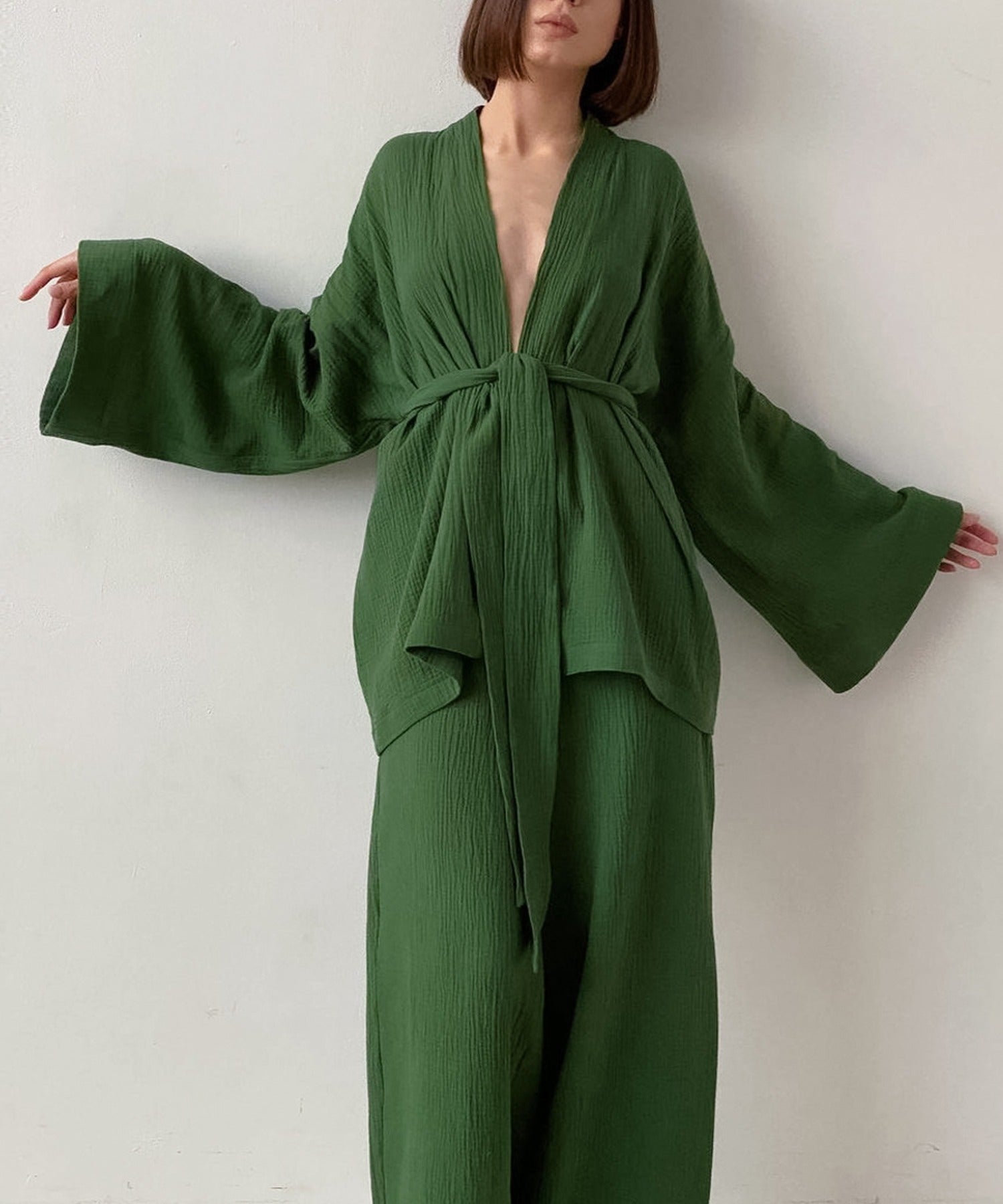 アイモハ aimoha 雙層紗布浴袍2件套